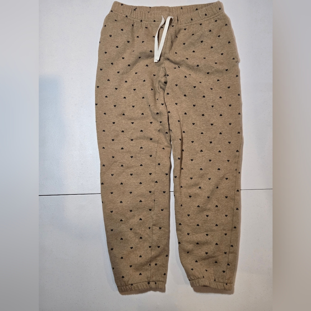 Carter's Girls Tan Joggers With Black Hearts